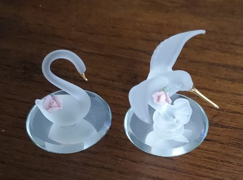 Frosted glass swan - frosted, &